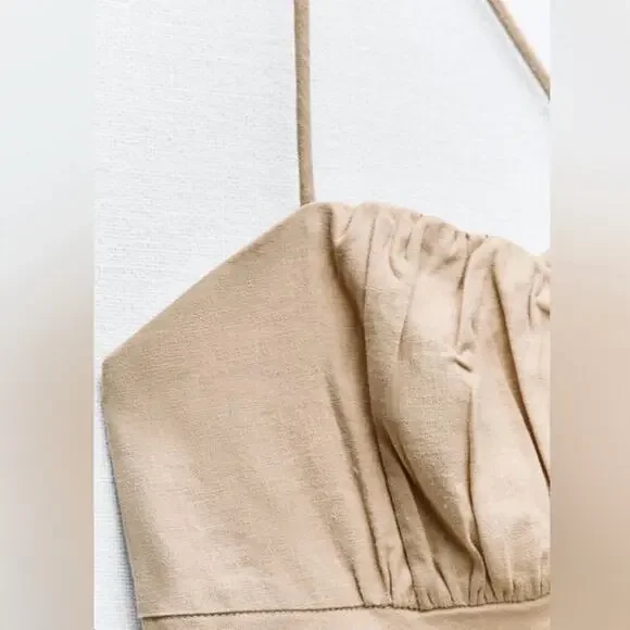NWT Zara‎ Linen Blend Corset Dress Size Medium - Picture 6 of 15